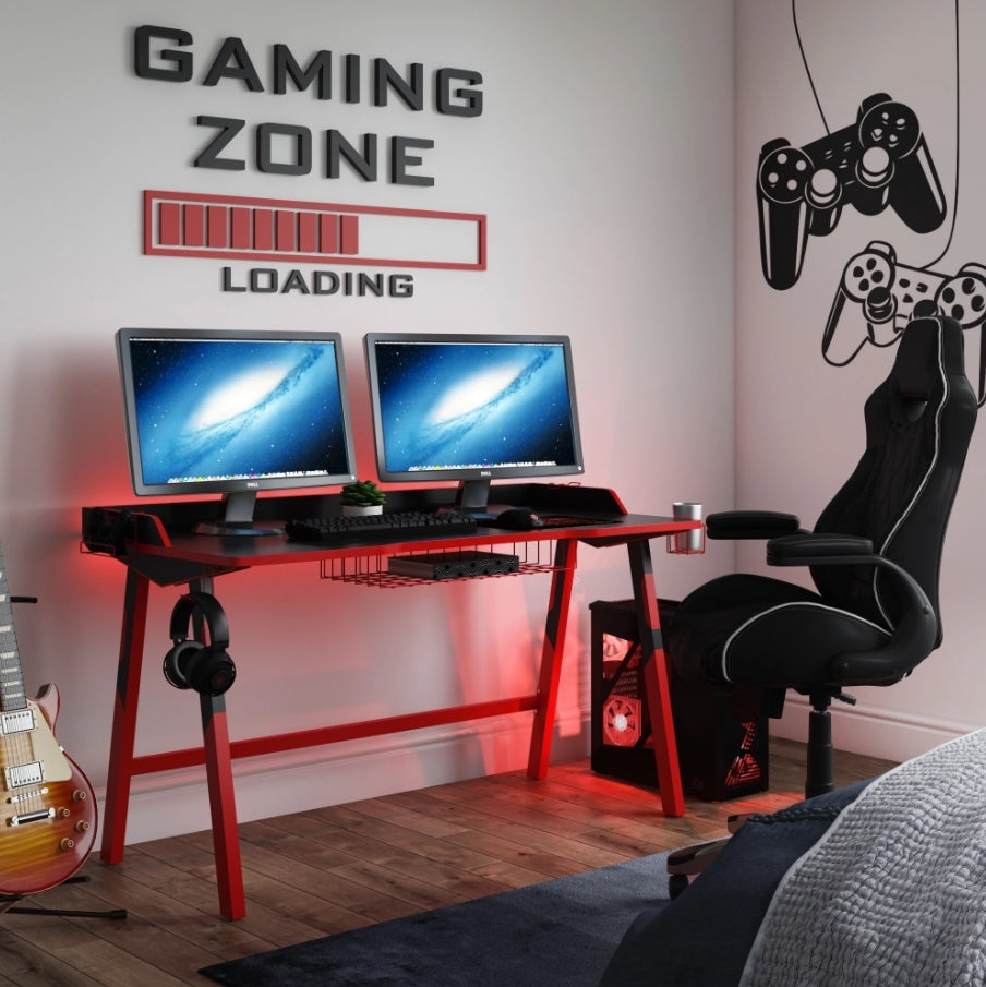 Fuego Black & Red Gaming Home Office Desk